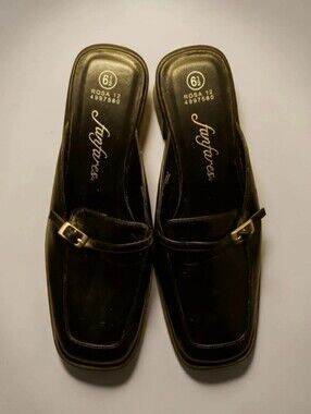 Fanfares Women's Blk Mules Sz 6 1/2 👠